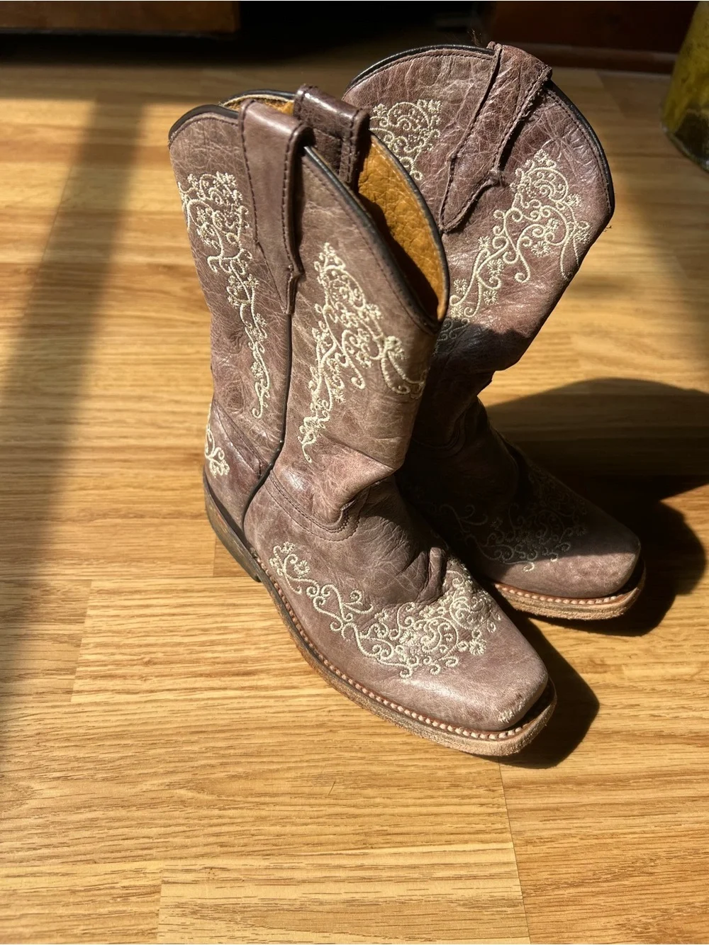 Girls Brown Corral Western Pull-On Boots
